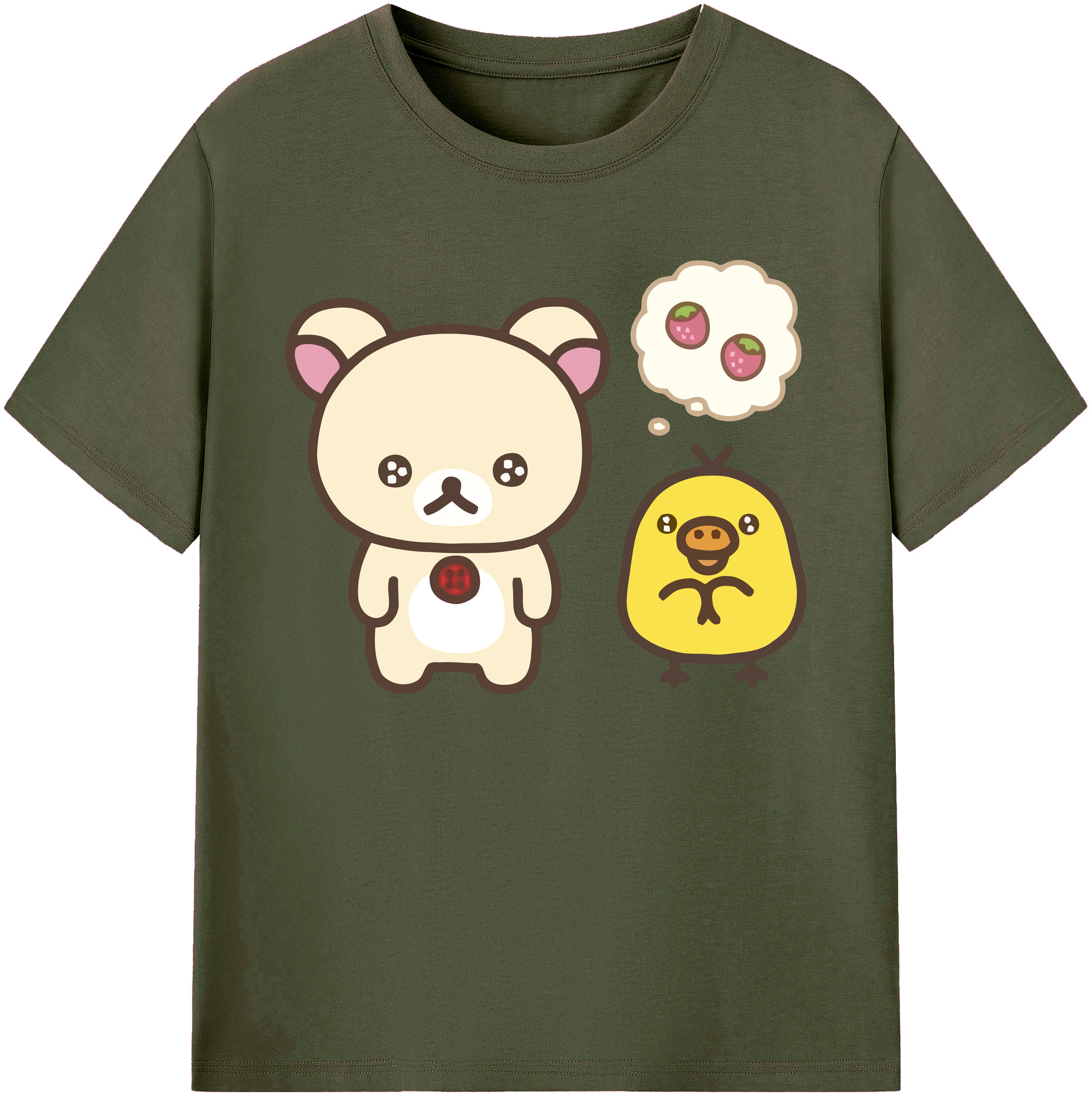 （画像用） リラックマ リラックマ キイロイトリ Rilakkuma Korilakkuma Kiiroitori 綿100％ メンズ半袖Tシャツ｜肌触りやわらか＆通気性